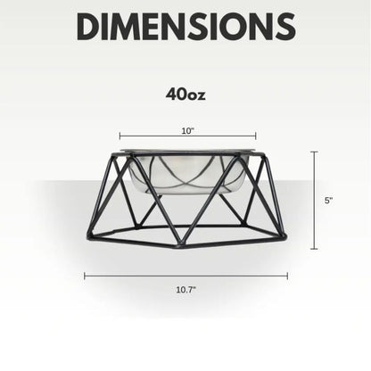 Modern geometric elevated single dog bowl feeder