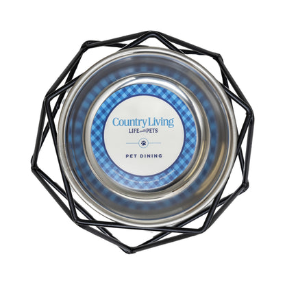 Modern geometric elevated single dog bowl feeder