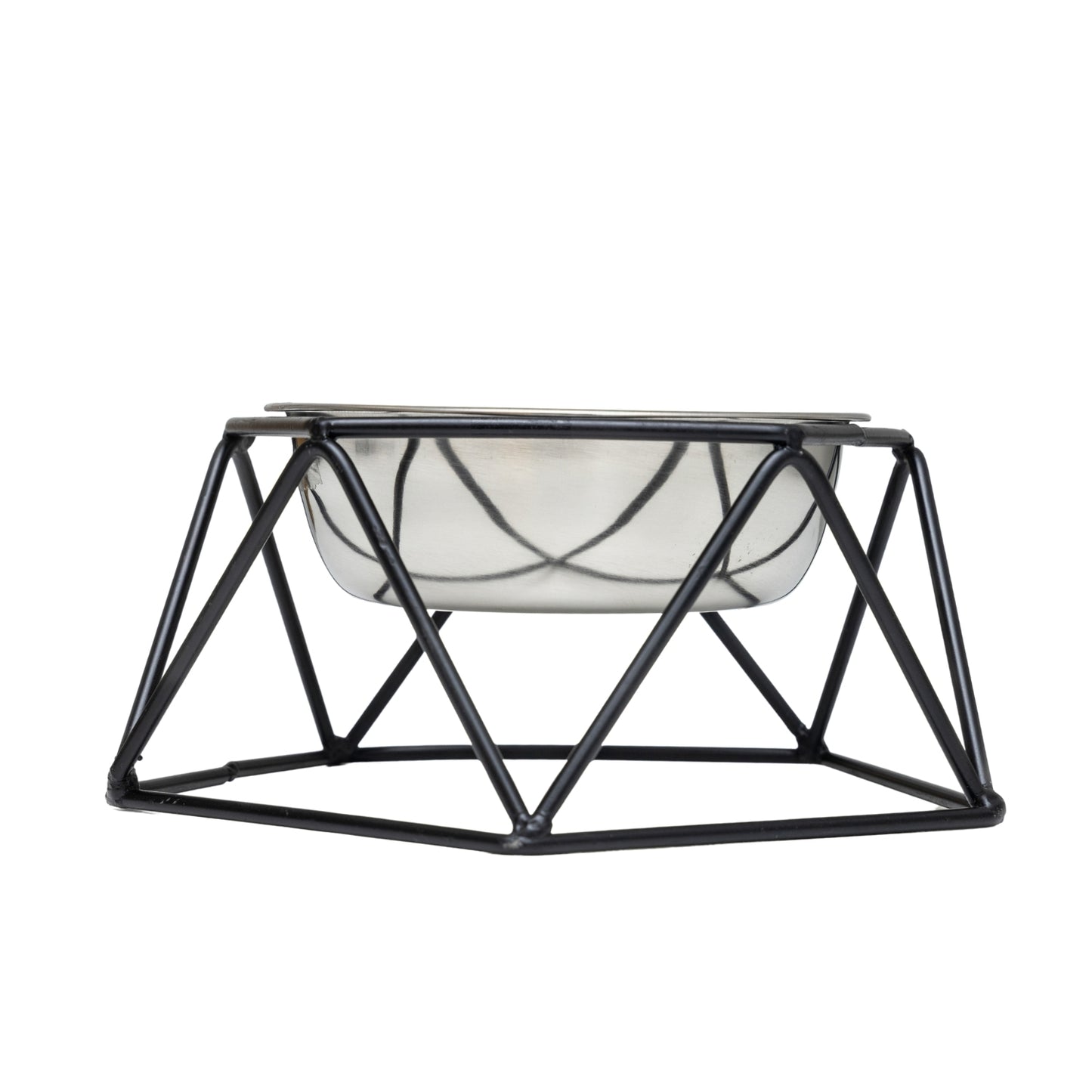 Modern geometric elevated single dog bowl feeder