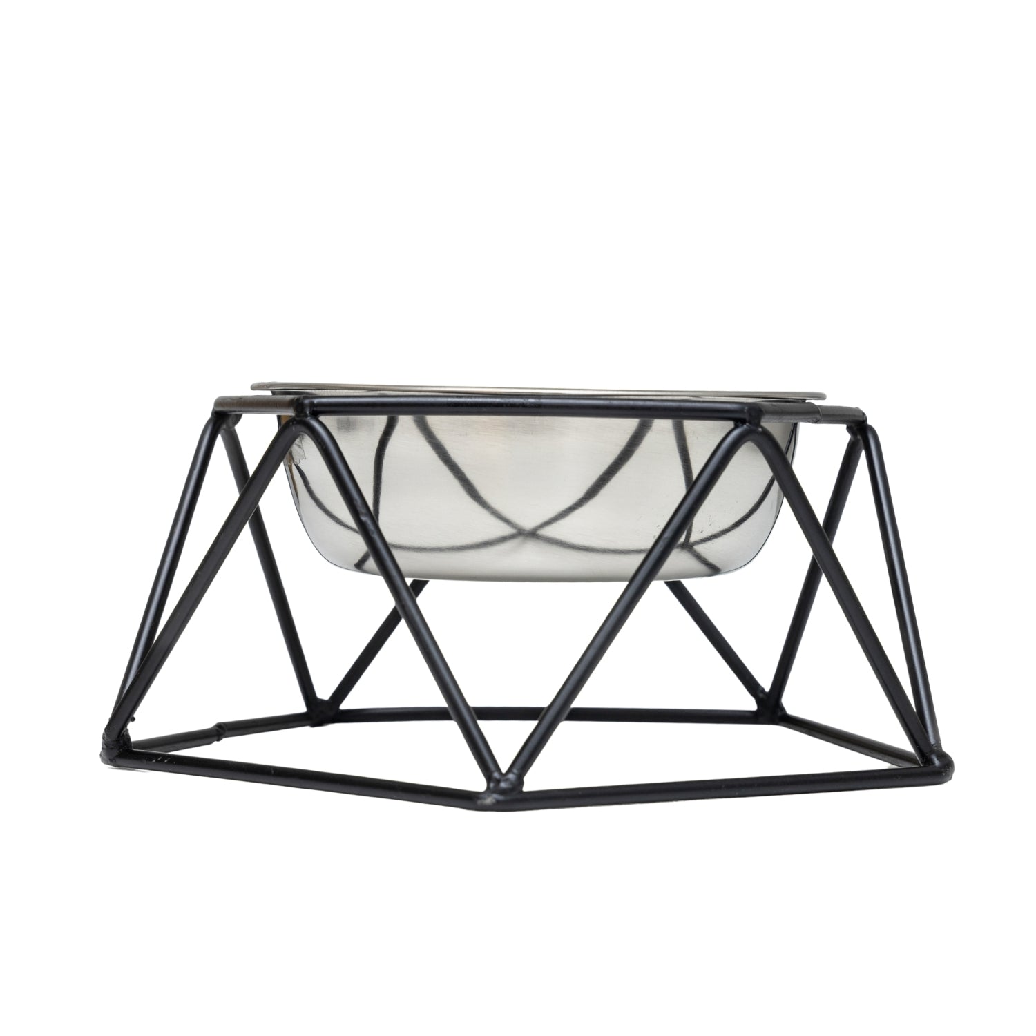 Modern geometric elevated single dog bowl feeder