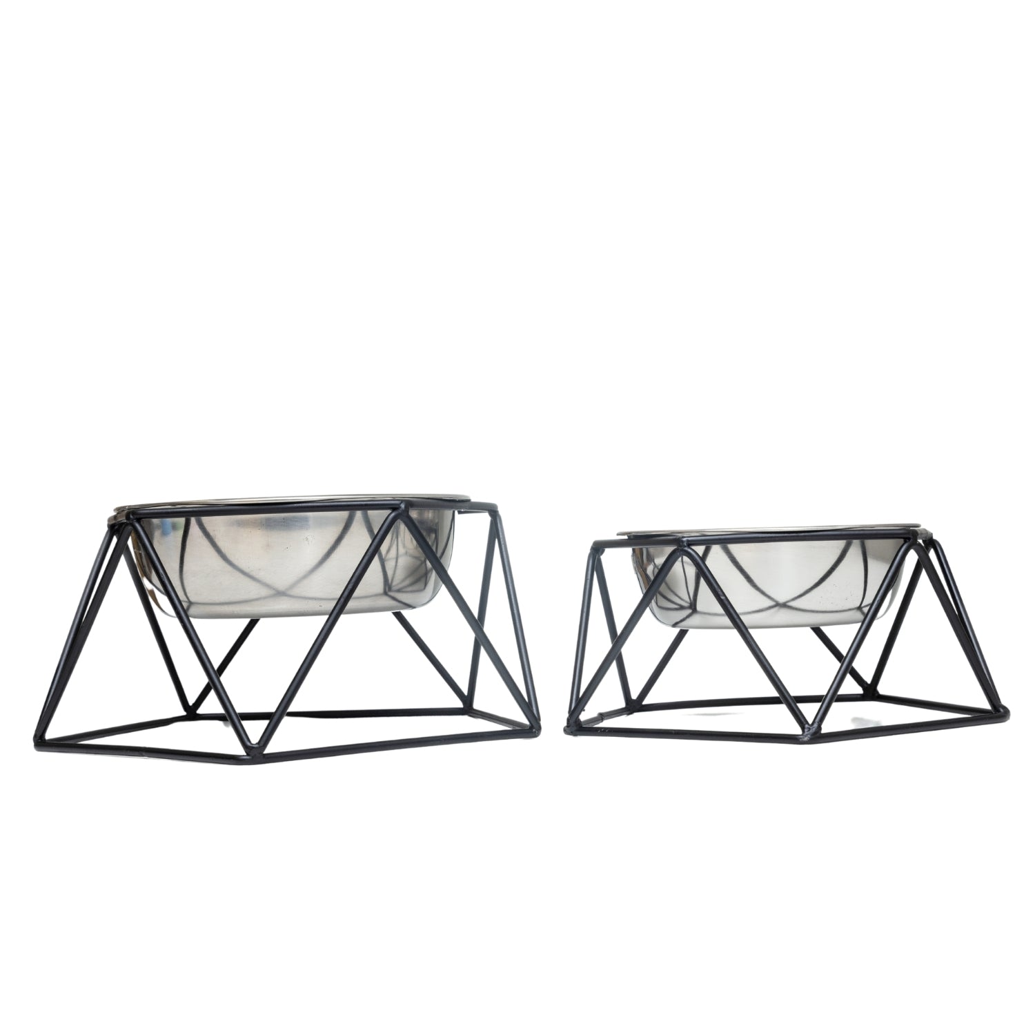 Modern geometric elevated single dog bowl feeder