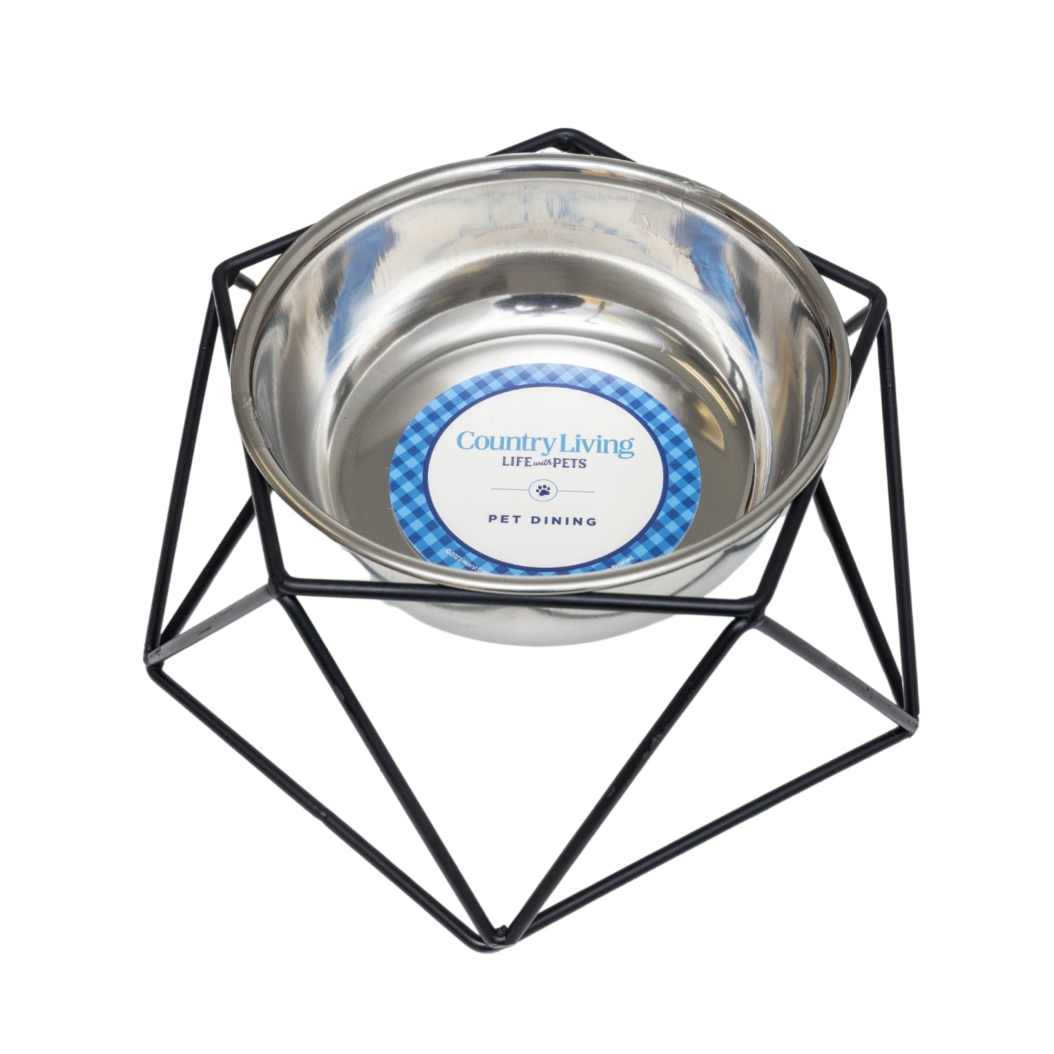 Modern geometric elevated single dog bowl feeder