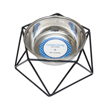 Modern geometric elevated single dog bowl feeder