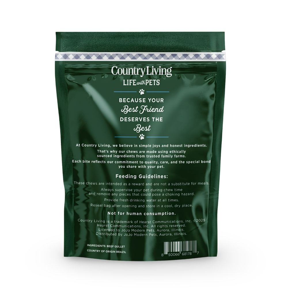 Country Living 6-inch beef gullet flats dog treats, 20-count natural single ingredient chews