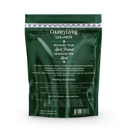 Country Living 6-inch beef gullet flats dog treats, 20-count natural single ingredient chews