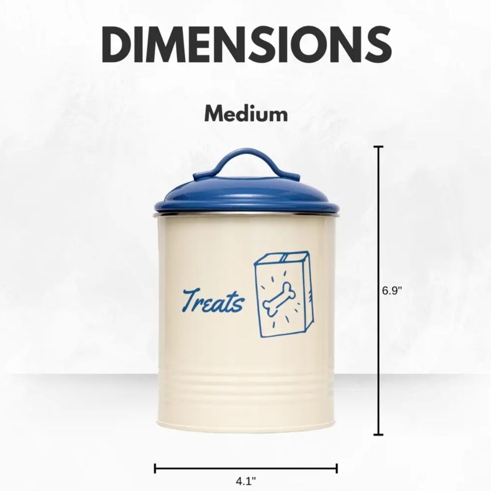 Pet food and treat storage canister set in French blue