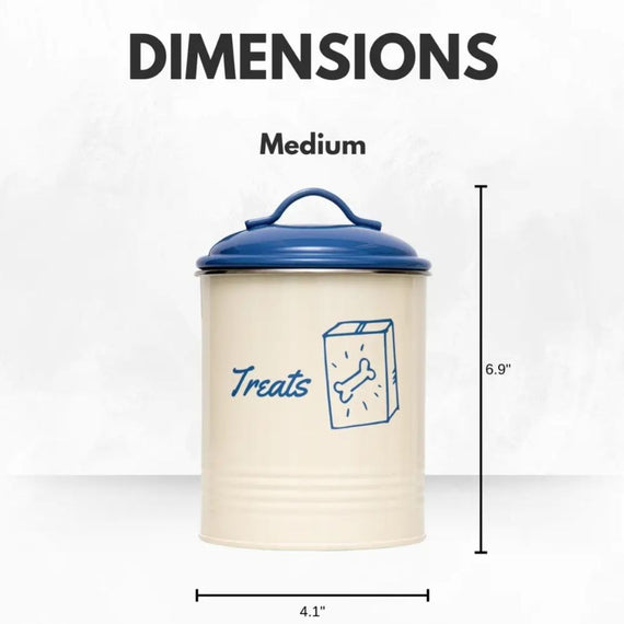 Pet food and treat storage canister set in French blue