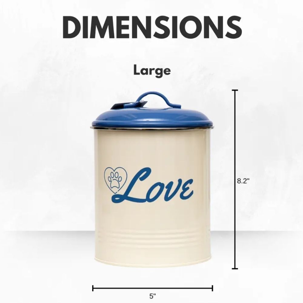 Pet food and treat storage canister set in French blue