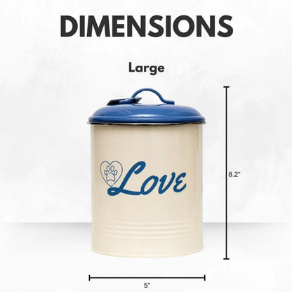 Pet food and treat storage canister set in French blue