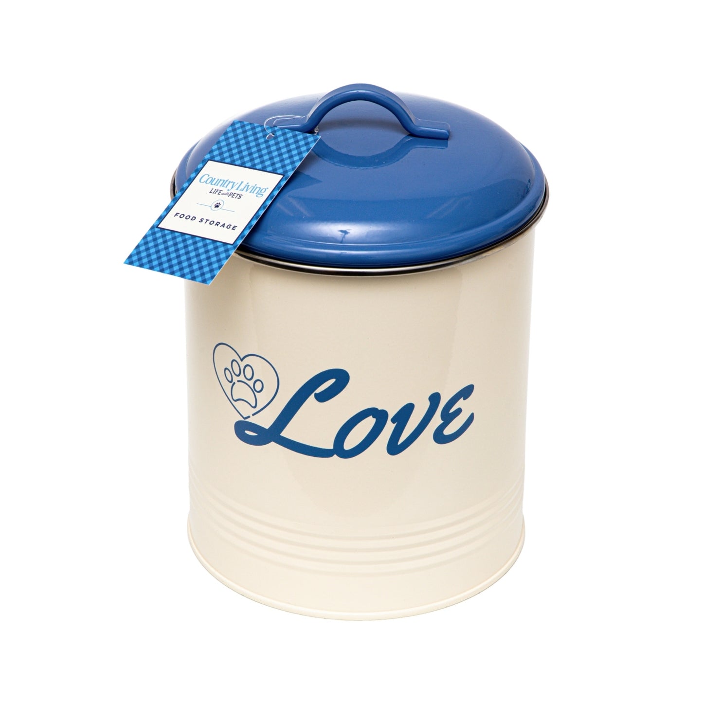 Pet food and treat storage canister set in French blue
