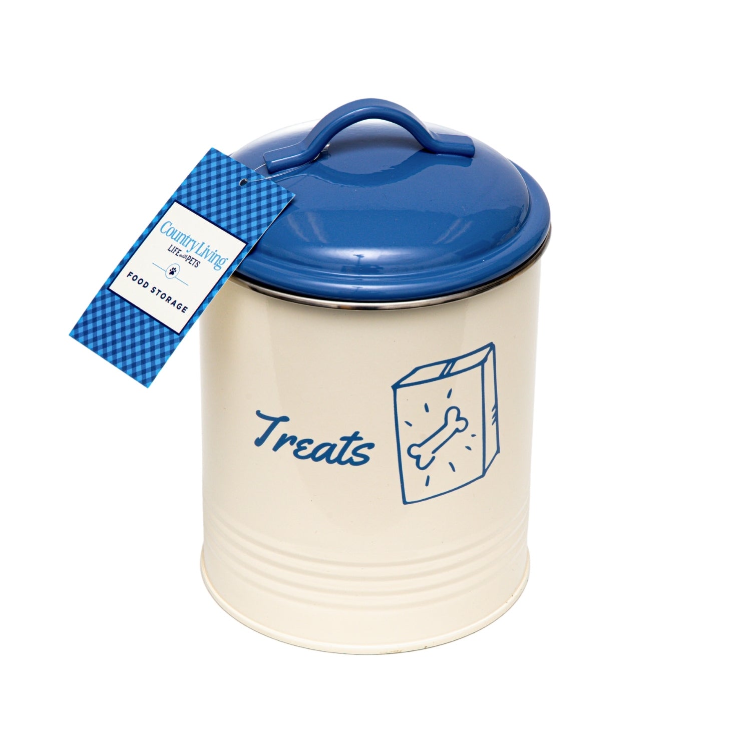 Pet food and treat storage canister set in French blue