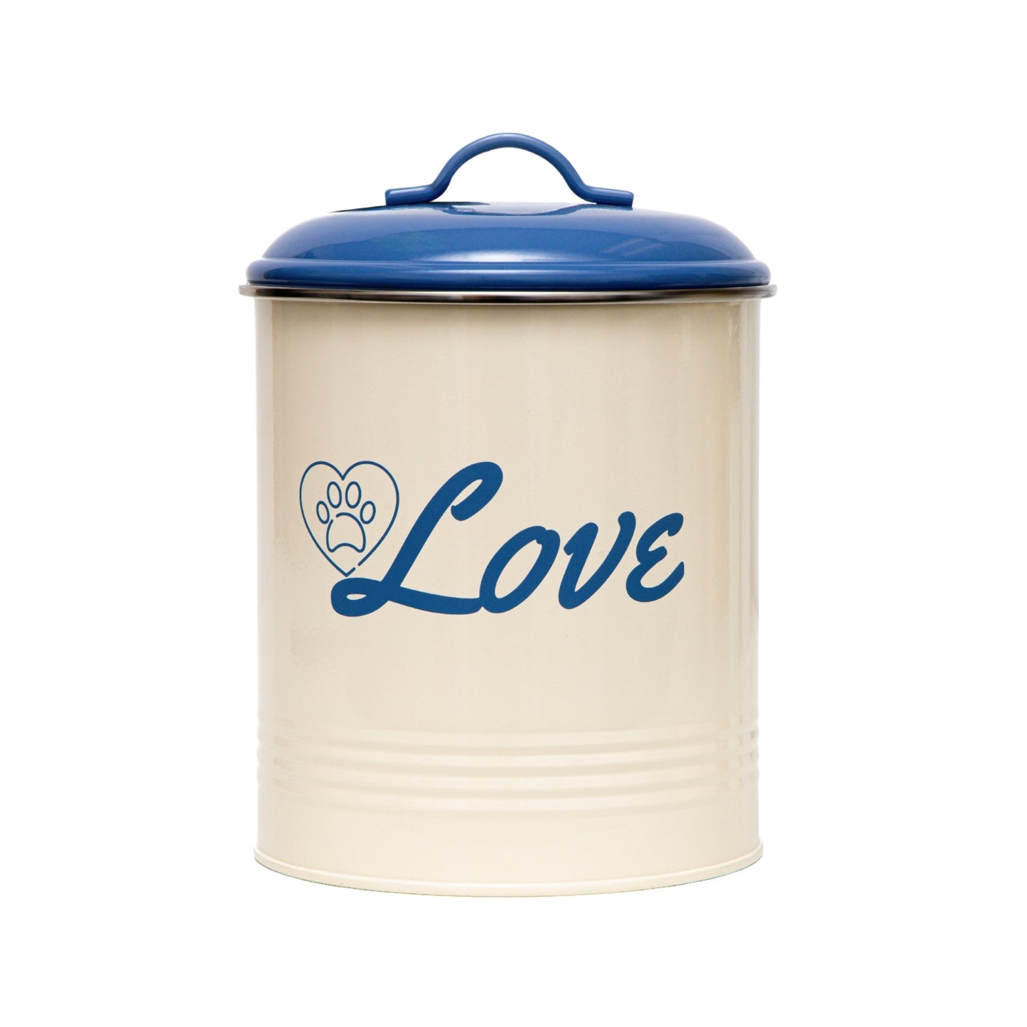Pet food and treat storage canister set in French blue