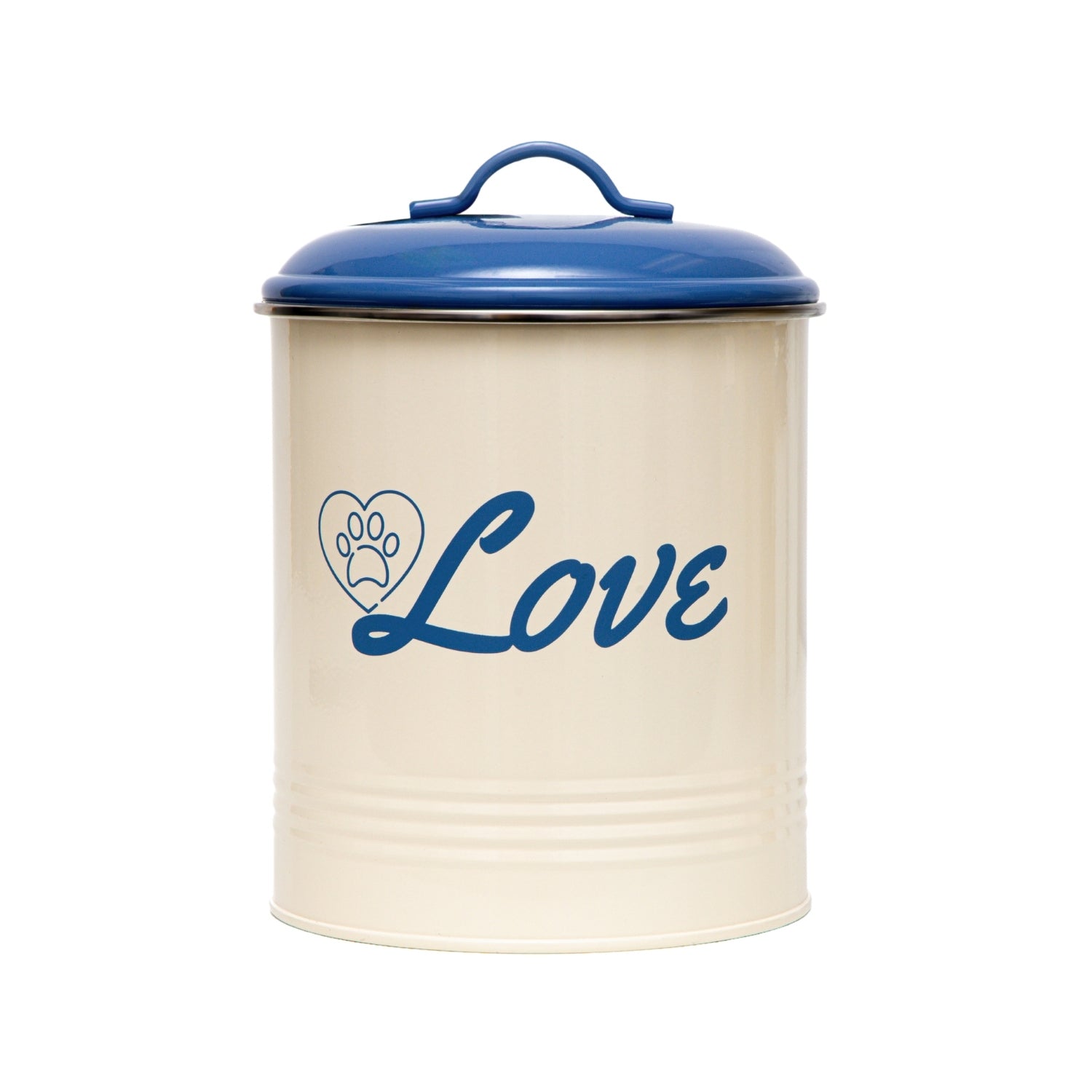 Pet food and treat storage canister set in French blue