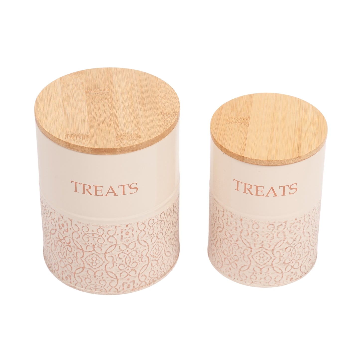 White swan and gold pet treat storage canister set