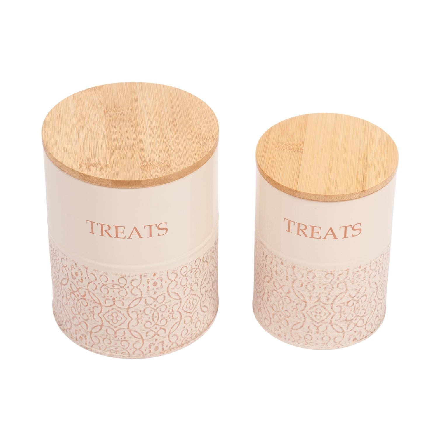 White swan and gold pet treat storage canister set