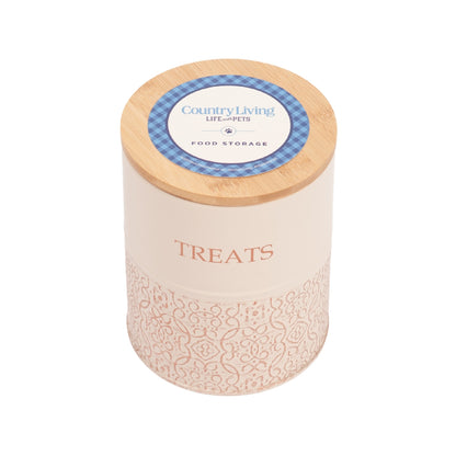 White swan and gold pet treat storage canister set