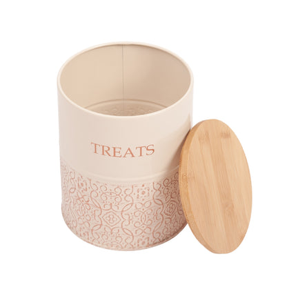 White swan and gold pet treat storage canister set