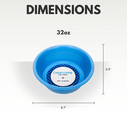 Powder coated stainless steel dog bowl with non-slip base, 32oz