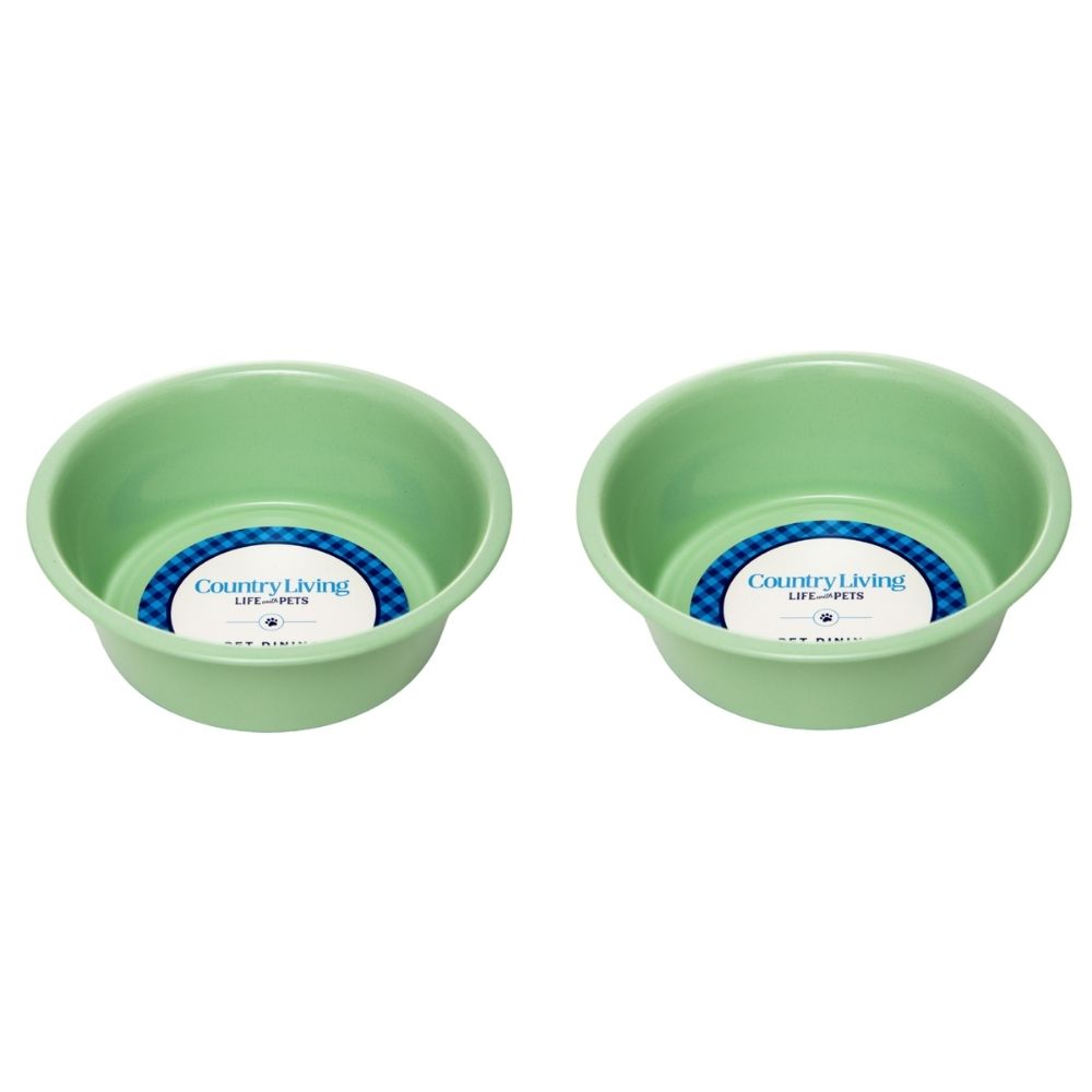 Powder coated stainless steel dog bowl with non-slip base, 32oz