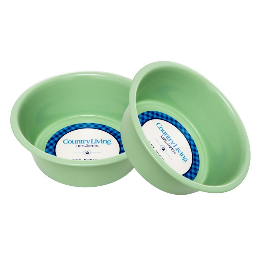 Powder coated stainless steel dog bowl with non-slip base, 32oz
