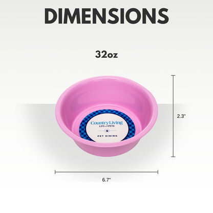 Powder coated stainless steel dog bowl with non-slip base, 32oz