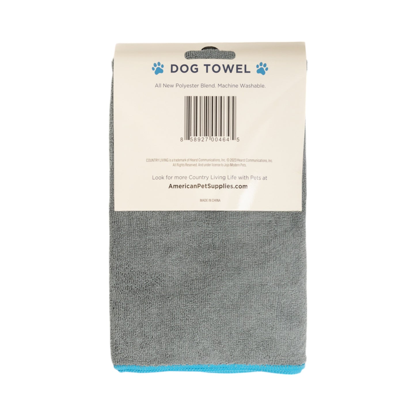 Country Living quick drying microfiber dog bath towel with paw print in gray