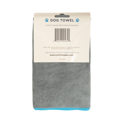 Country Living quick drying microfiber dog bath towel with paw print in gray