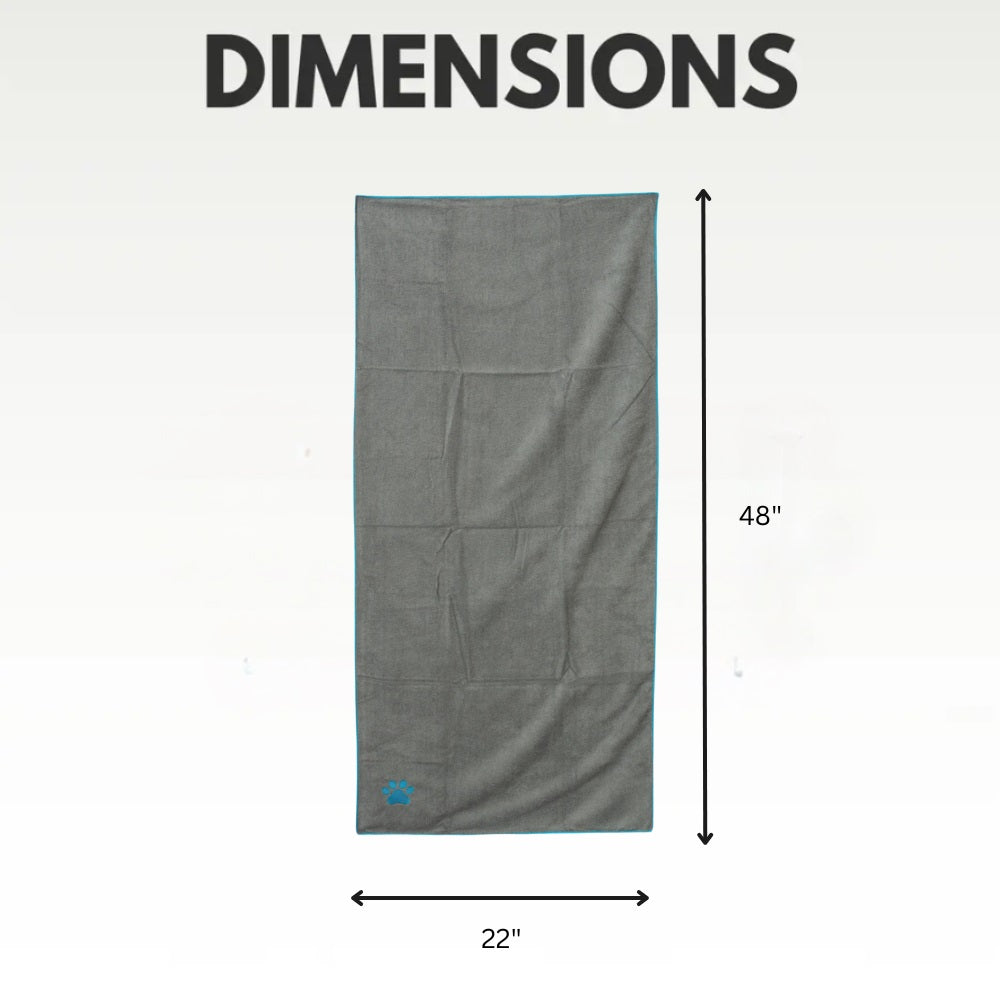 Country Living quick drying microfiber dog bath towel with paw print in gray