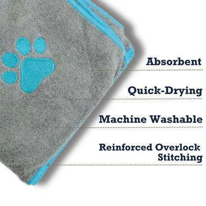 Country Living quick drying microfiber dog bath towel with paw print in gray