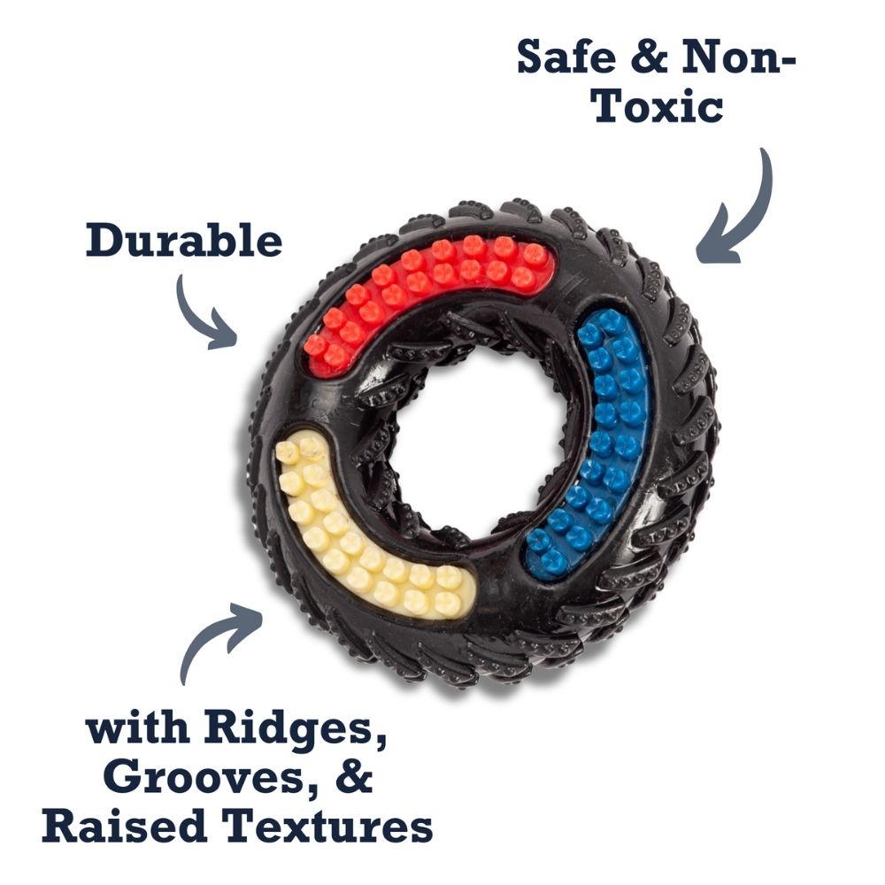 Recyclable TPR textured dog chew toy tire
