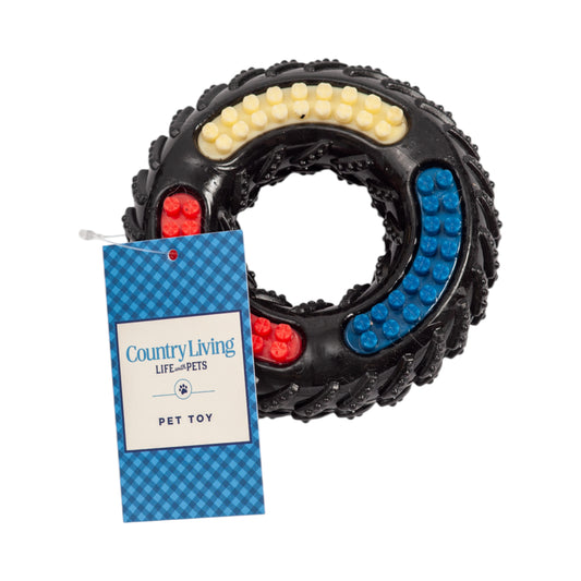Recyclable TPR textured dog chew toy tire