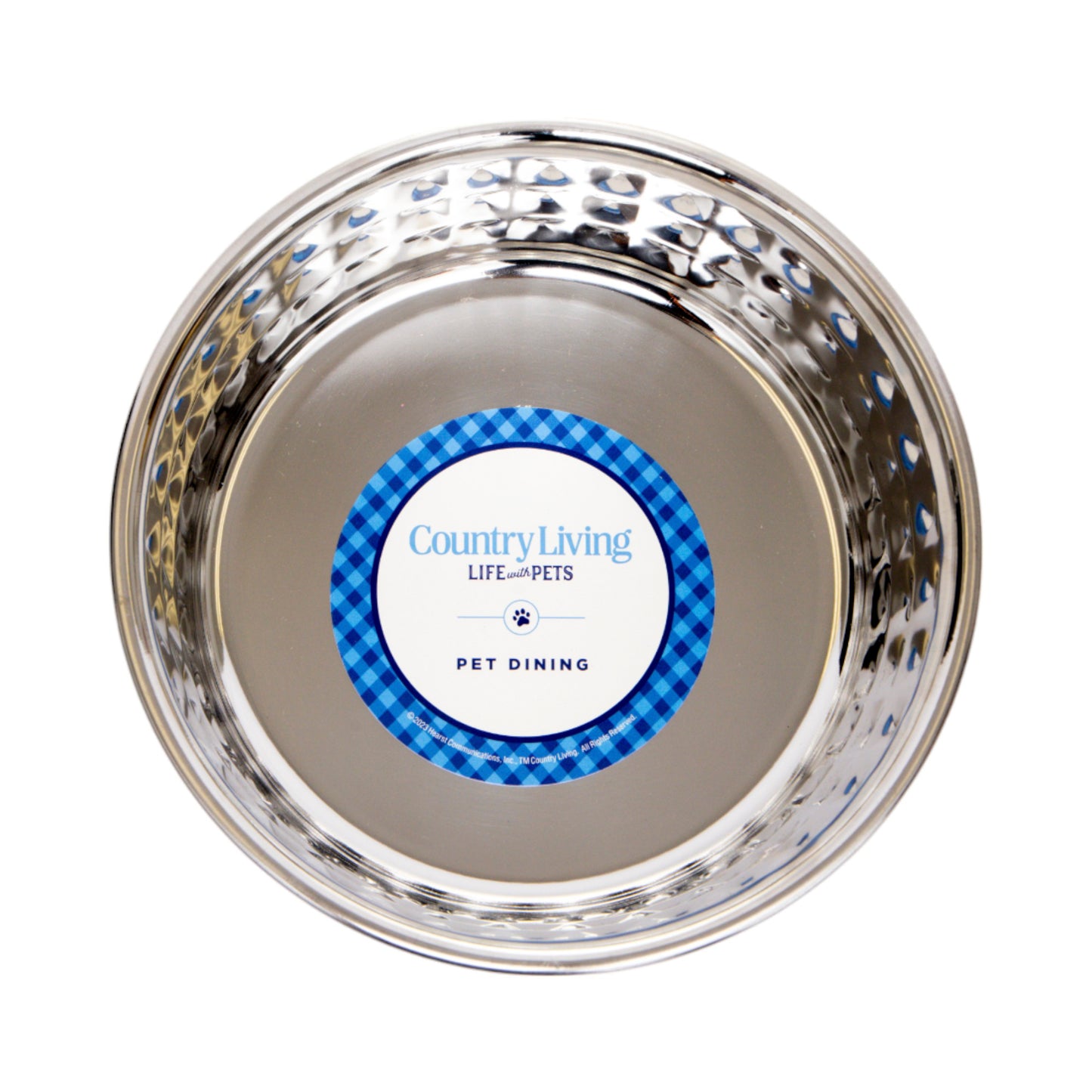 Stainless steel diamond textured dog bowl in rose quartz