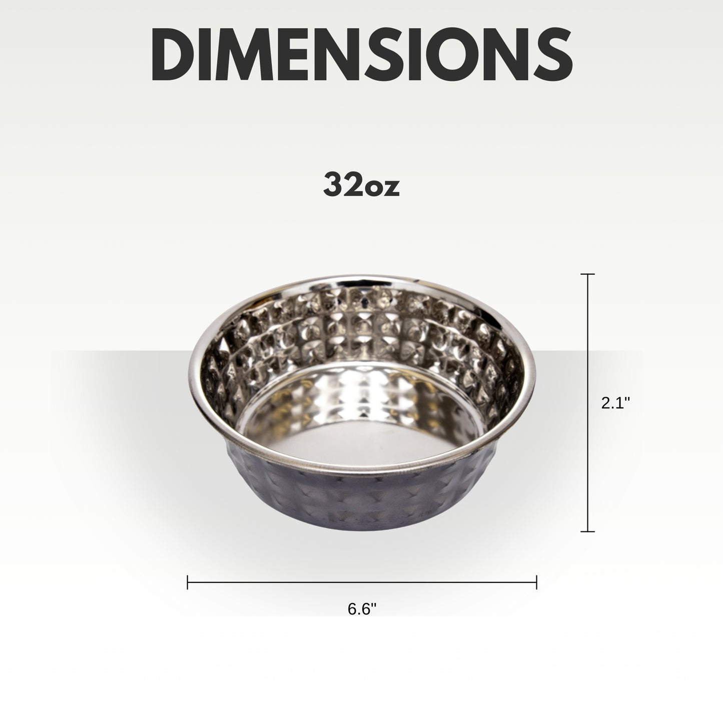 Hammered stainless steel dog bowl in black pearl finish