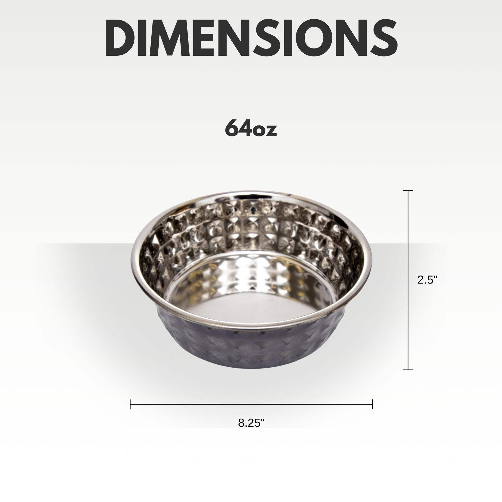 Hammered stainless steel dog bowl in black pearl finish