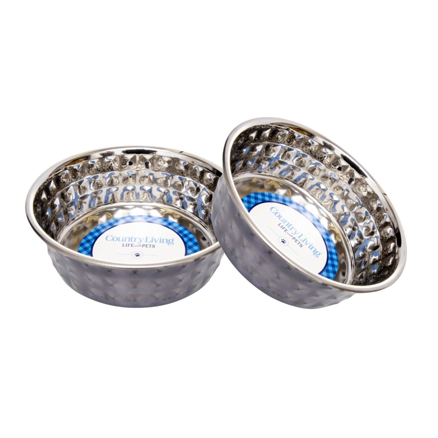 Hammered stainless steel dog bowl in black pearl finish