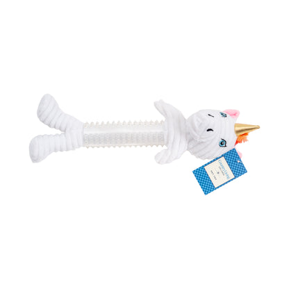 Skinny thermoplastic rubber unicorn corduroy dog toy for playful dogs