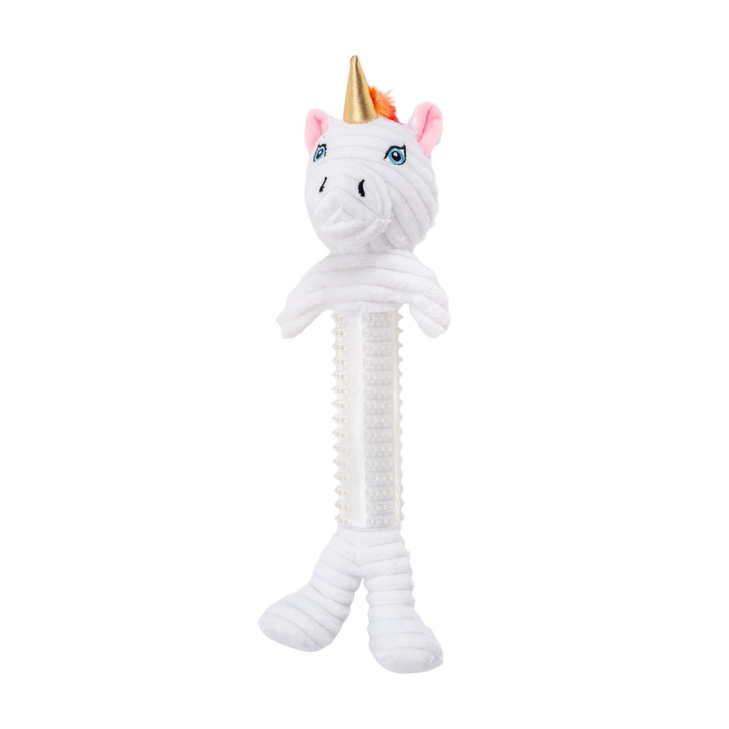 Skinny thermoplastic rubber unicorn corduroy dog toy for playful dogs