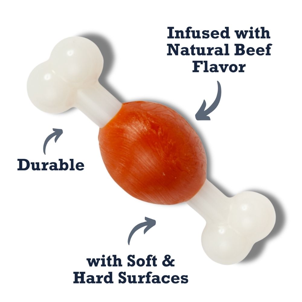 TPR nylon dog bone chew toy, beef flavored for small breeds