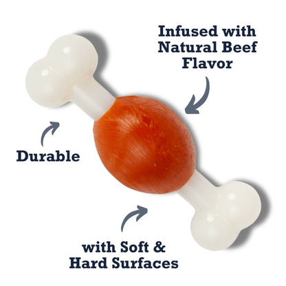 TPR nylon dog bone chew toy, beef flavored for small breeds