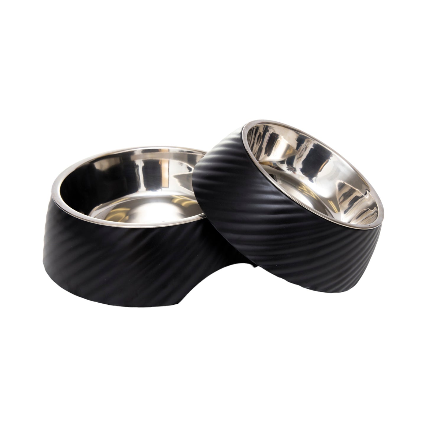 Twill melamine stainless steel dog bowl in black
