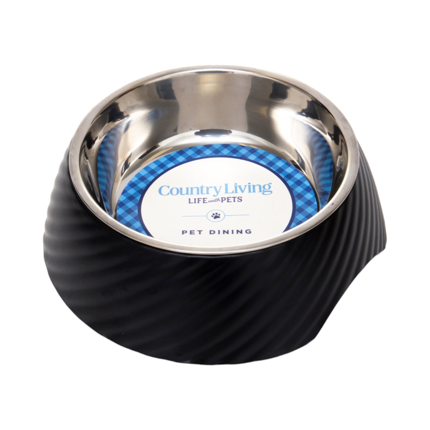 Twill melamine stainless steel dog bowl in black