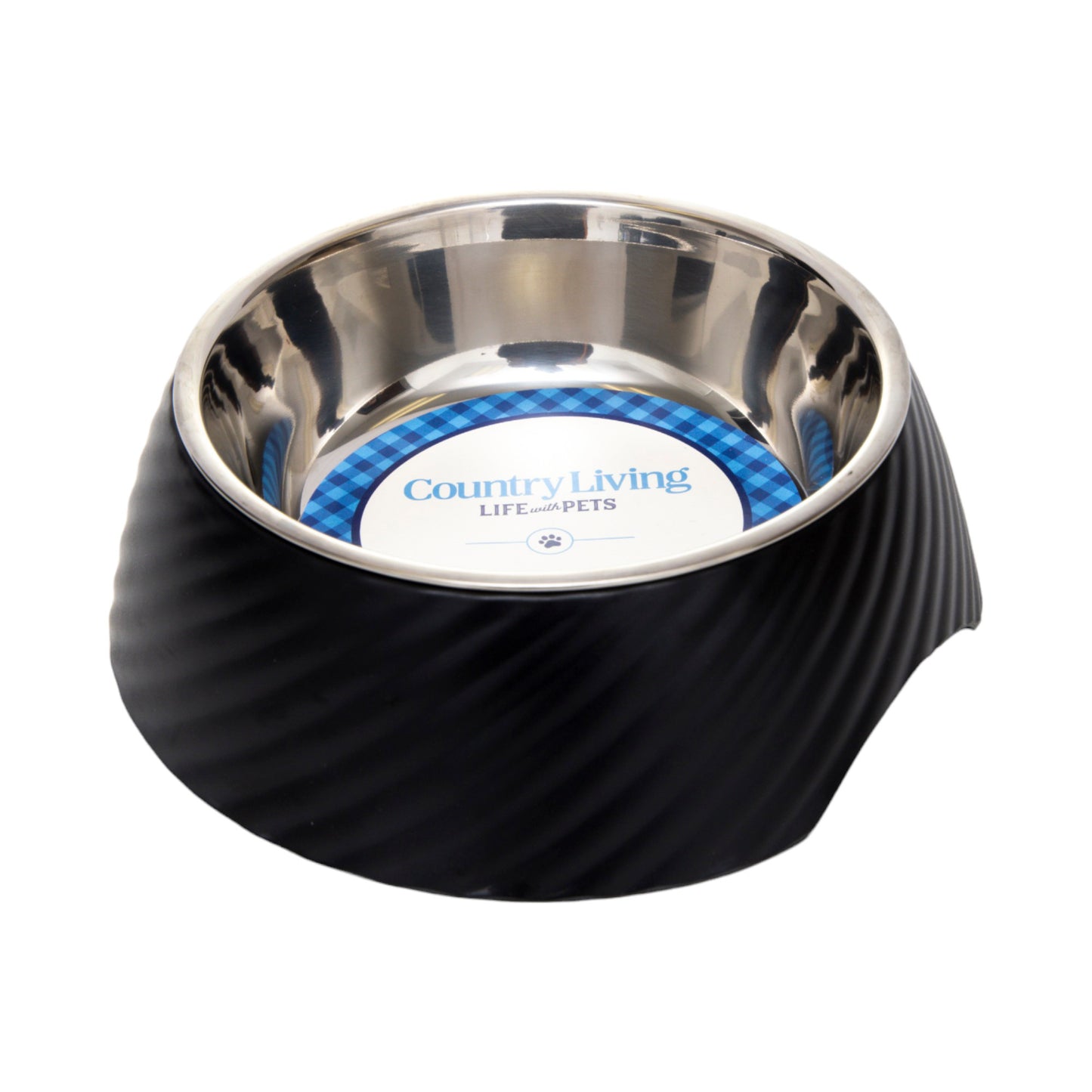 Twill melamine stainless steel dog bowl in black