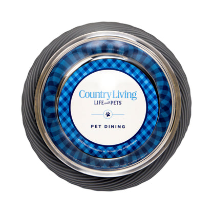 Twill melamine stainless steel dog bowl in black