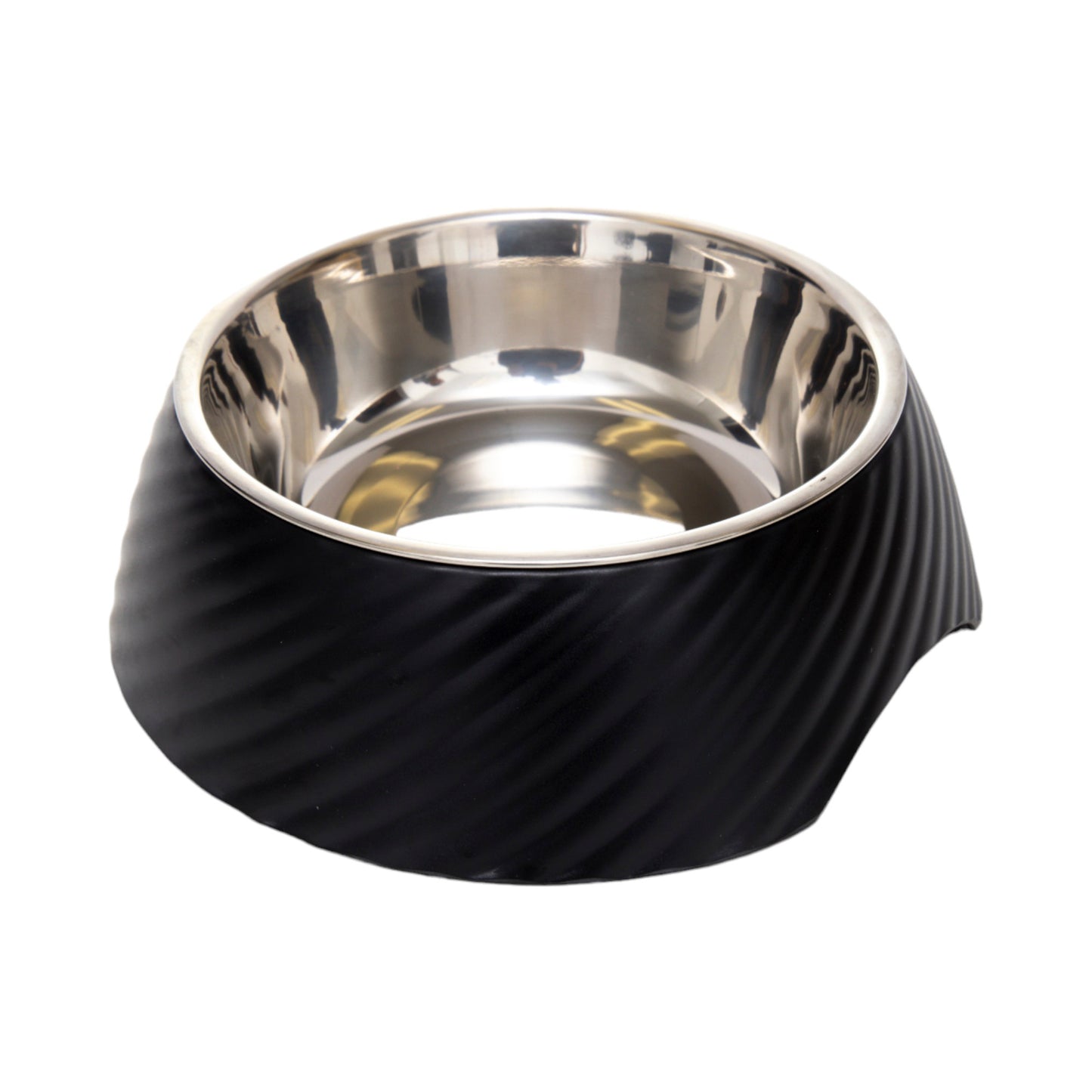 Twill melamine stainless steel dog bowl in black
