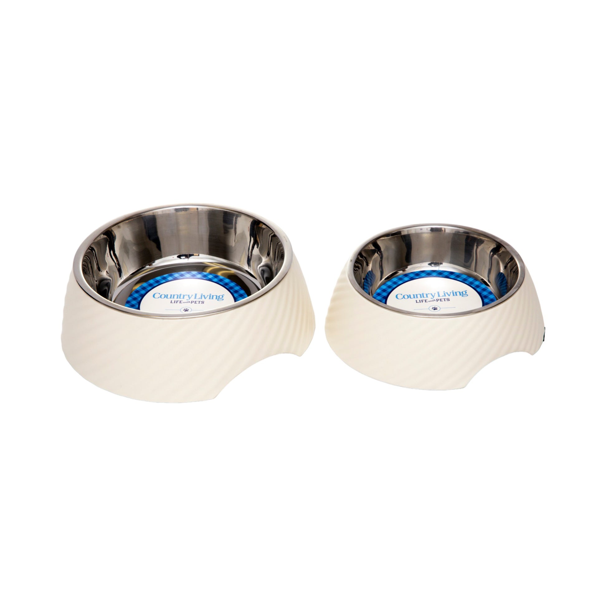 Twill melamine stainless steel dog bowl with white swan design