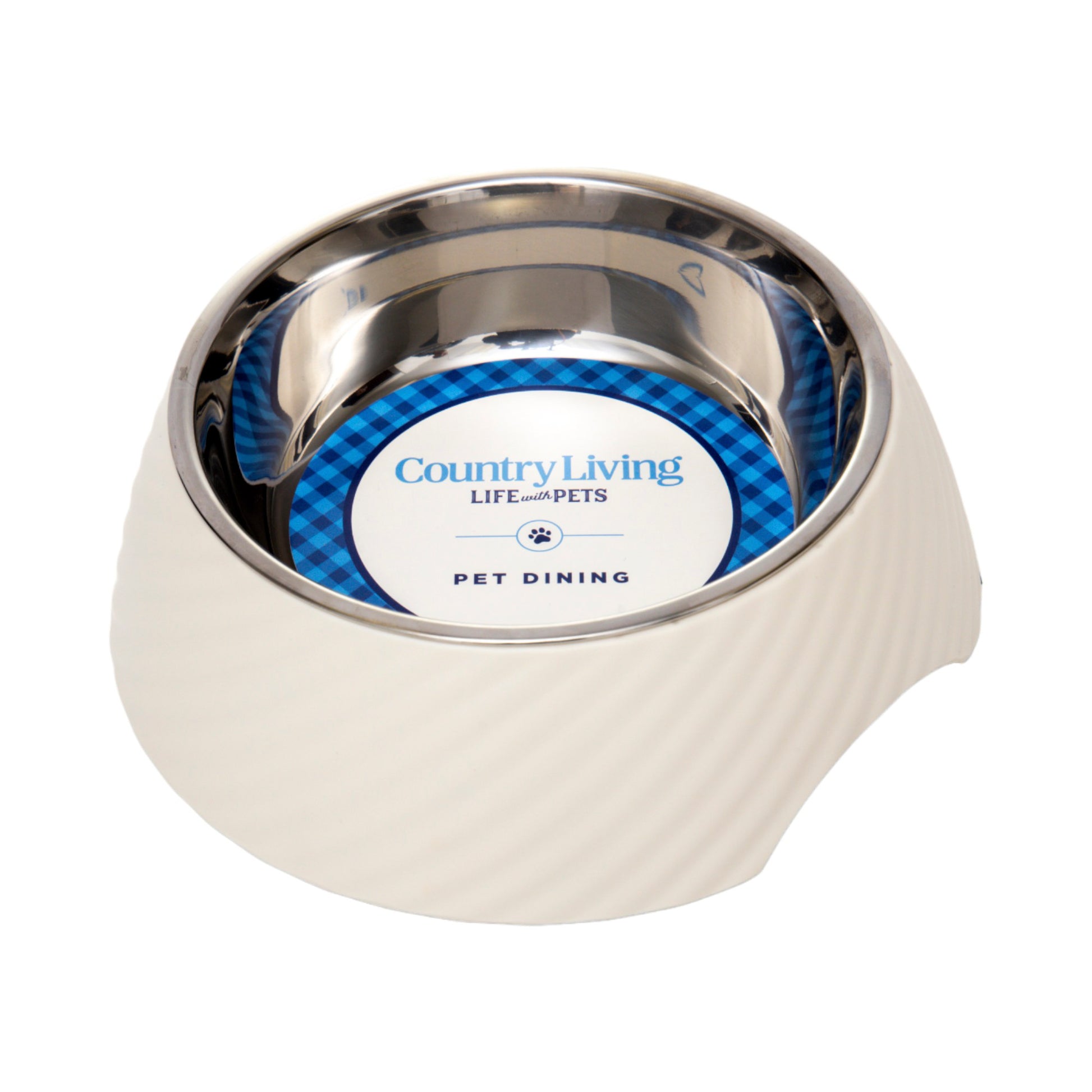 Twill melamine stainless steel dog bowl with white swan design