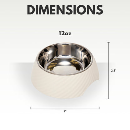 Twill melamine stainless steel dog bowl with white swan design