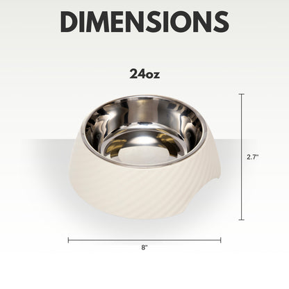 Twill melamine stainless steel dog bowl with white swan design