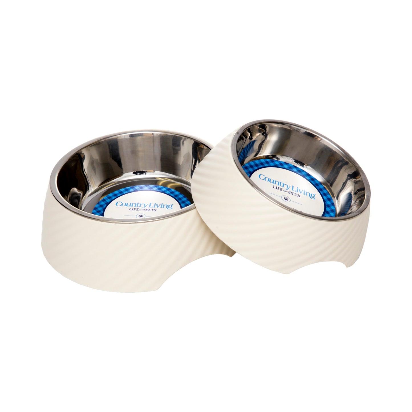 Twill melamine stainless steel dog bowl with white swan design