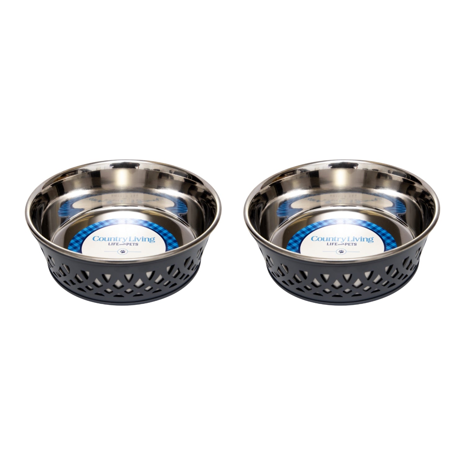Eco-friendly stainless steel farmhouse dog bowl in gray
